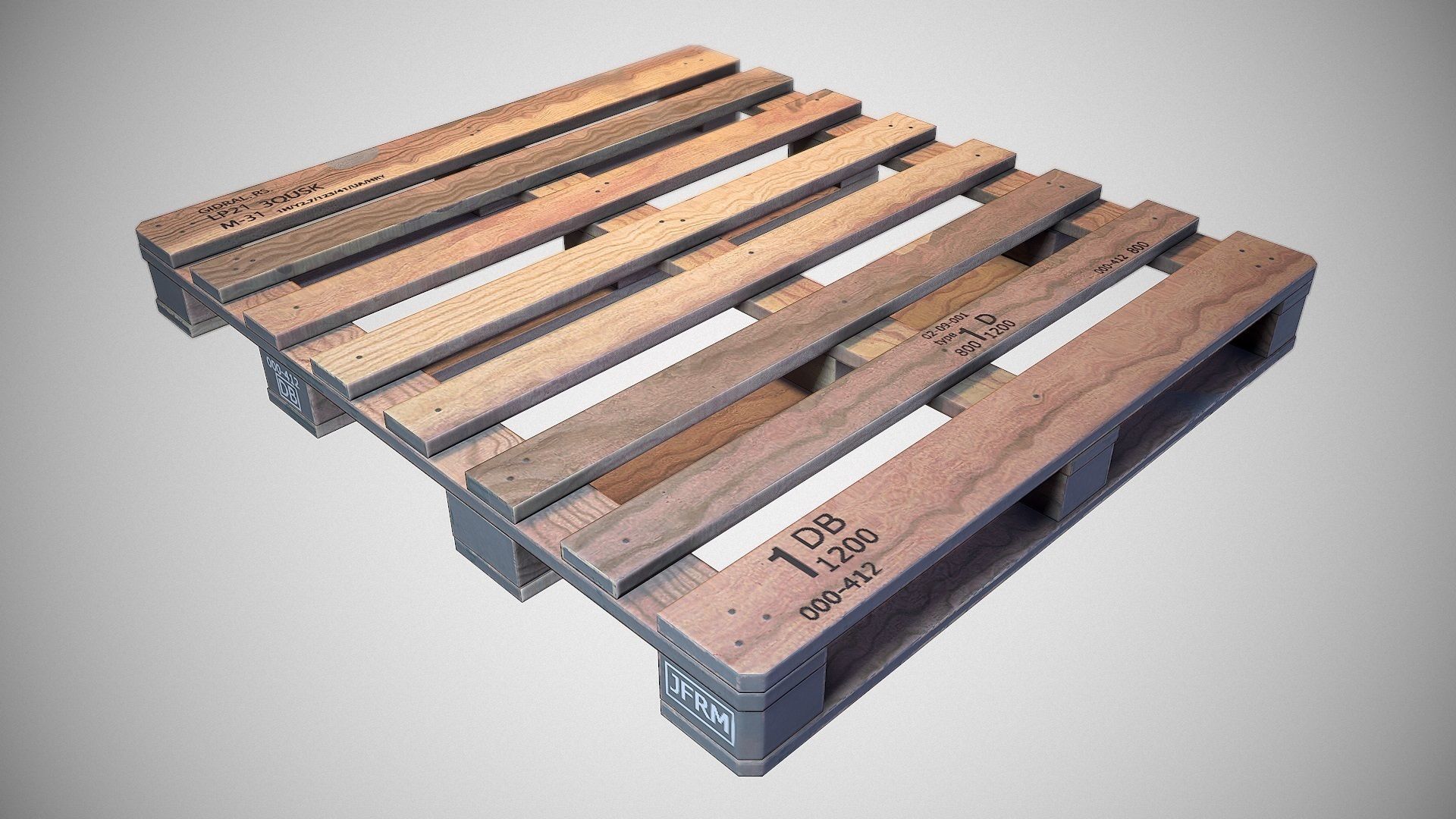 Warehouse Wooden Pallet - Game ready prop Low-poly 3D model_1