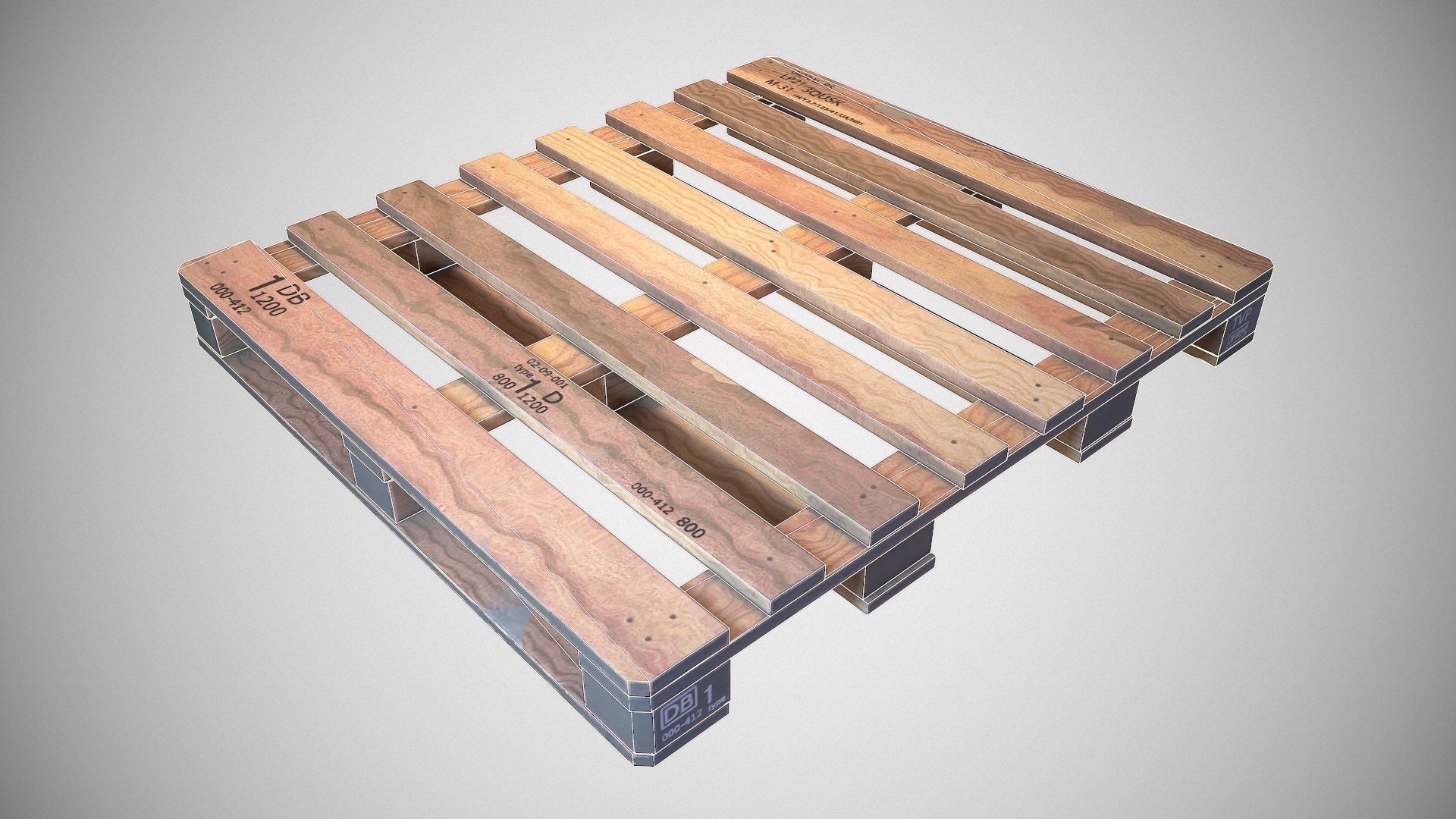 Warehouse Wooden Pallet - Game ready prop Low-poly 3D model_9