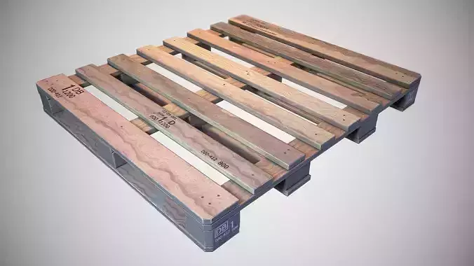 Warehouse Wooden Pallet - Game ready prop Low-poly 3D model