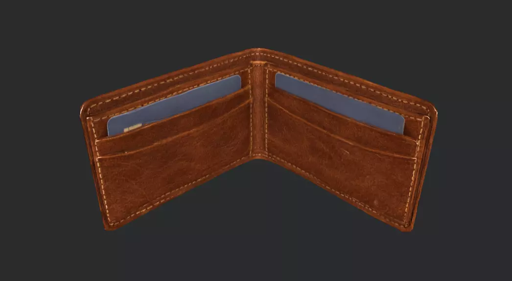 Realistic Leather Wallet with Credit Cards - 8K PBR Game Ready Low-poly 3D model