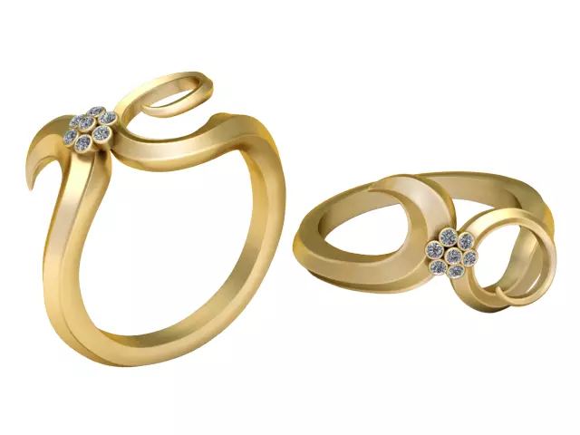 Floral Loop Gold Ring 3D print model