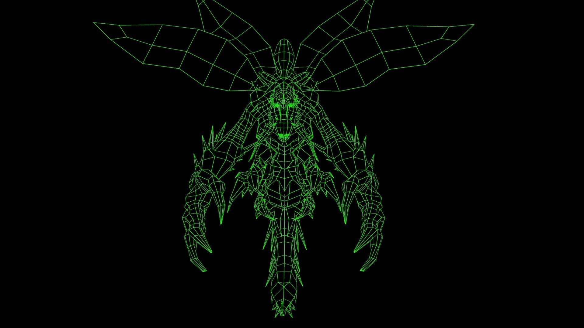 Flying carnivorous beetle Low-poly 3D model_23