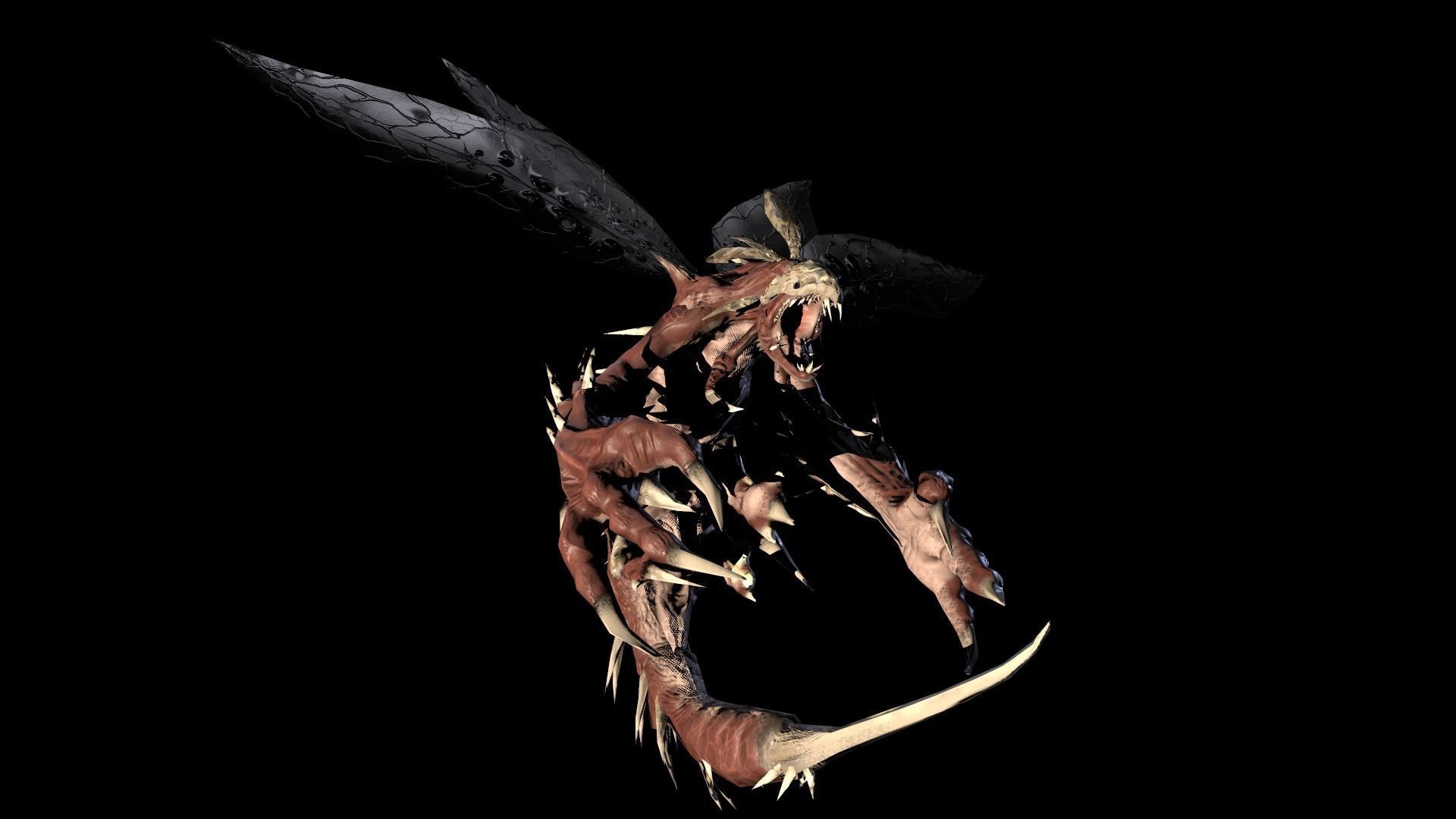 Flying carnivorous beetle Low-poly 3D model_3