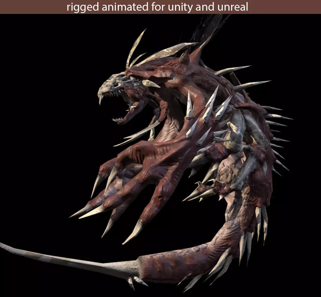 Flying carnivorous beetle Low-poly 3D model_0