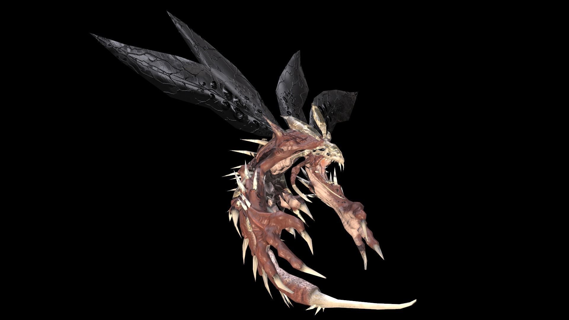 Flying carnivorous beetle Low-poly 3D model_12