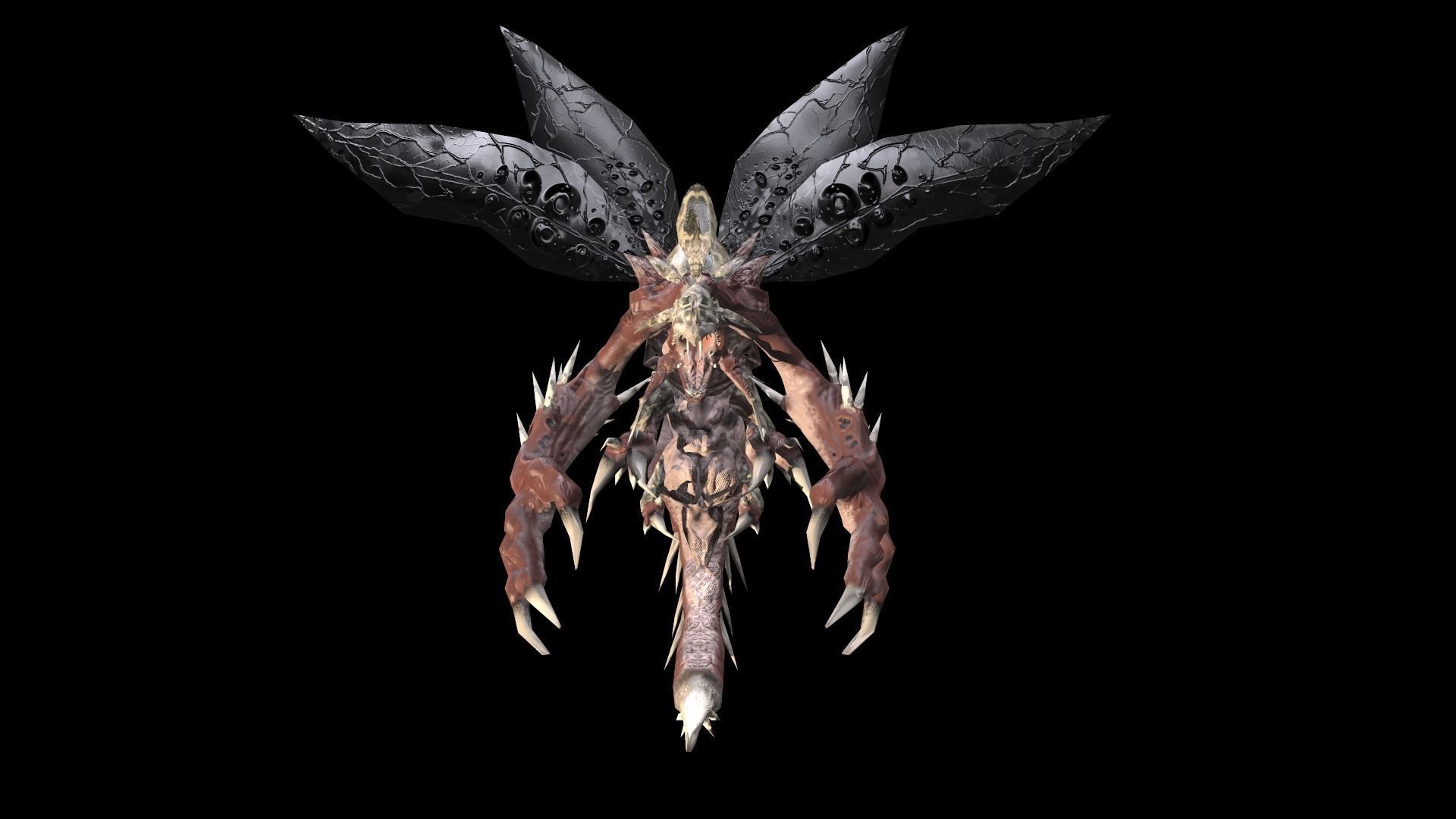 Flying carnivorous beetle Low-poly 3D model_14