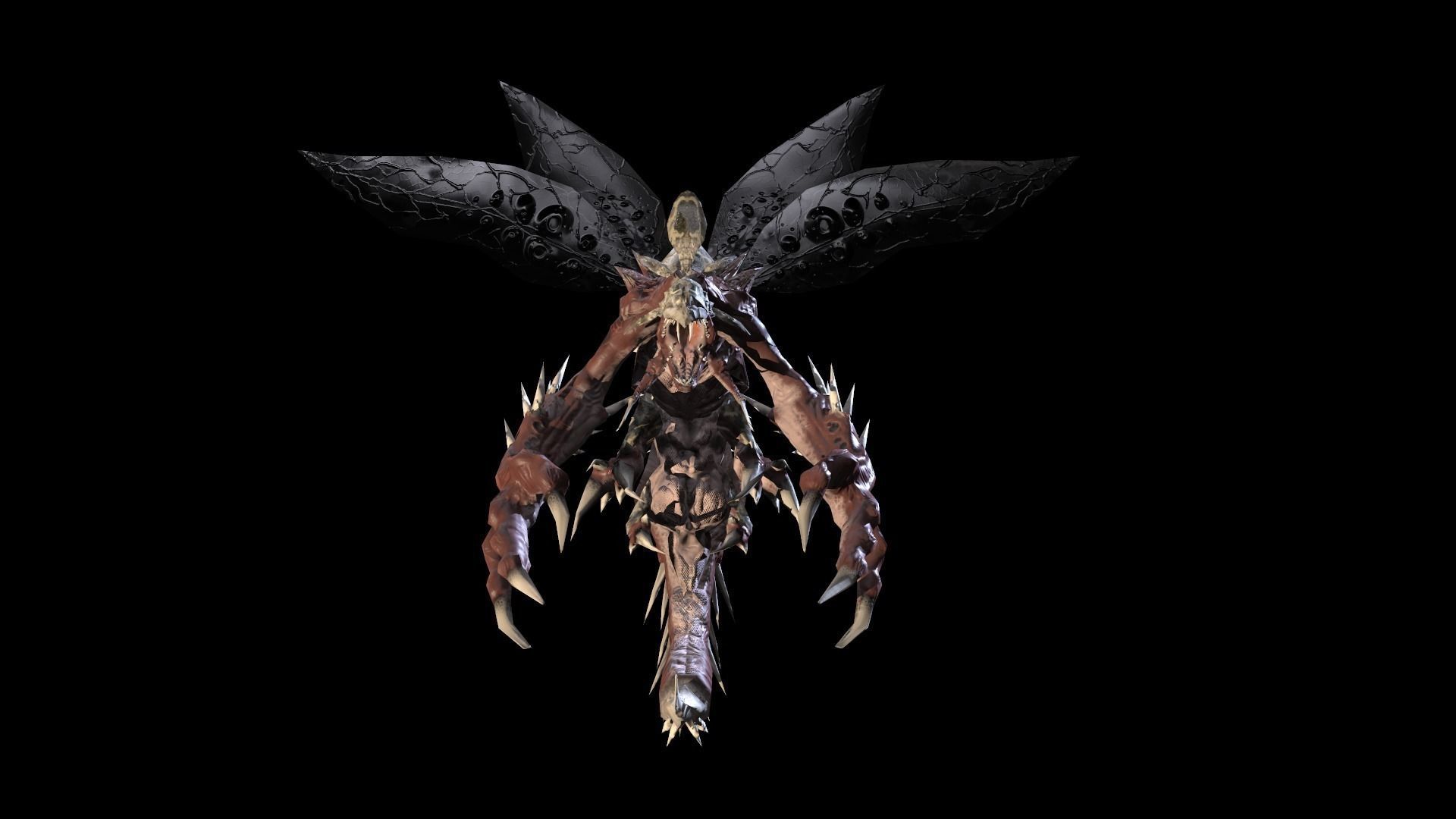 Flying carnivorous beetle Low-poly 3D model_7