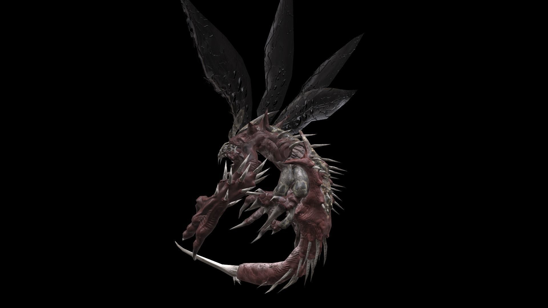 Flying carnivorous beetle Low-poly 3D model_8