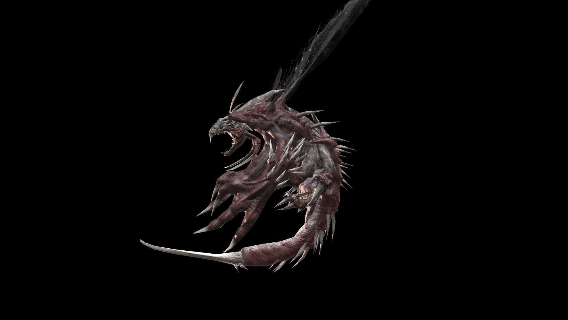 Flying carnivorous beetle Low-poly 3D model_11