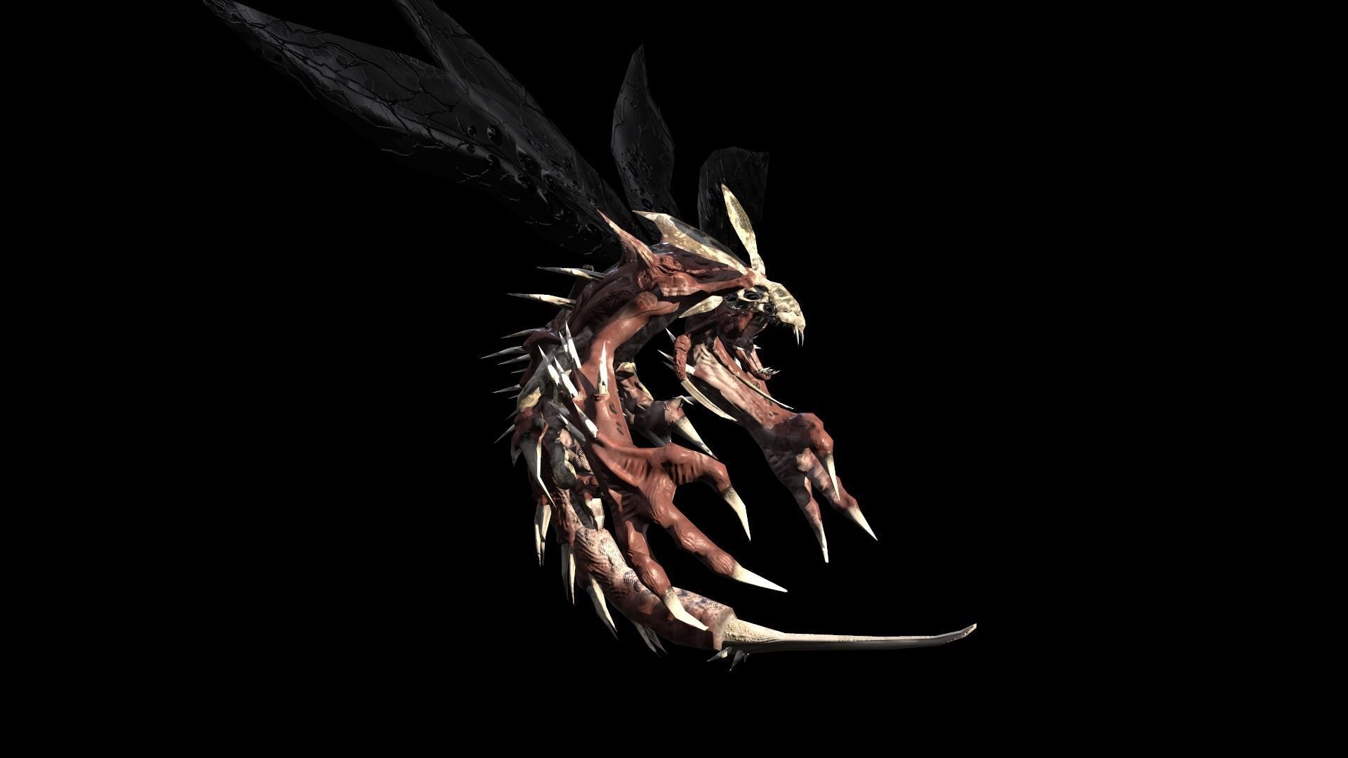 Flying carnivorous beetle Low-poly 3D model_15