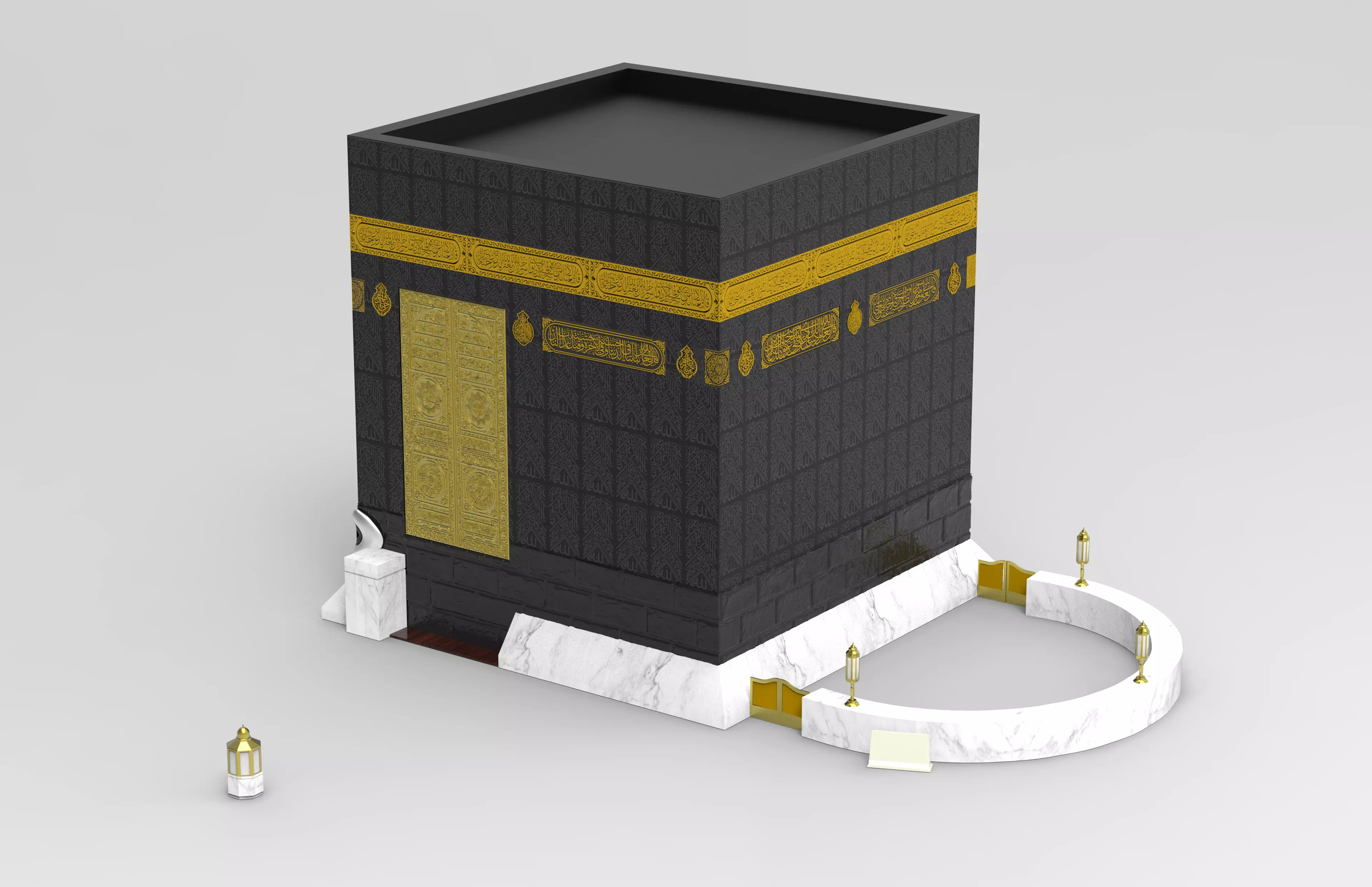 Detailed Kaaba 3D Print Model Split Assembly 3D print model