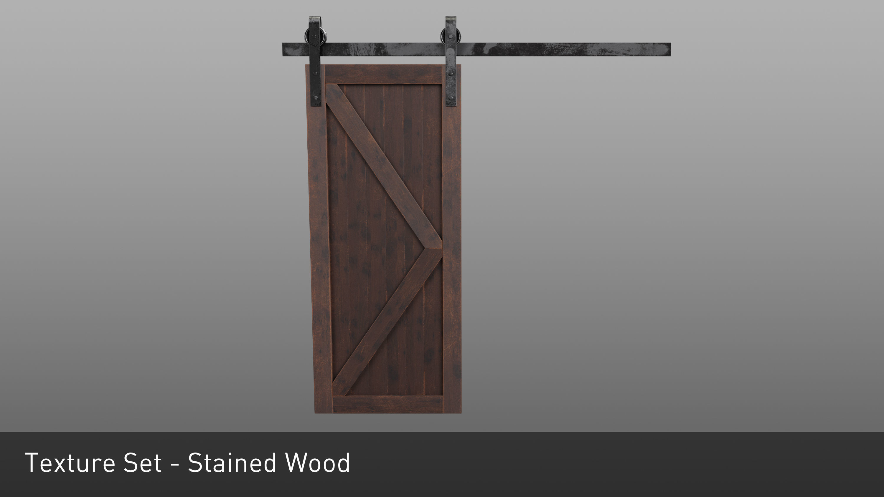 Sliding Barn Door Low-poly 3D model_1