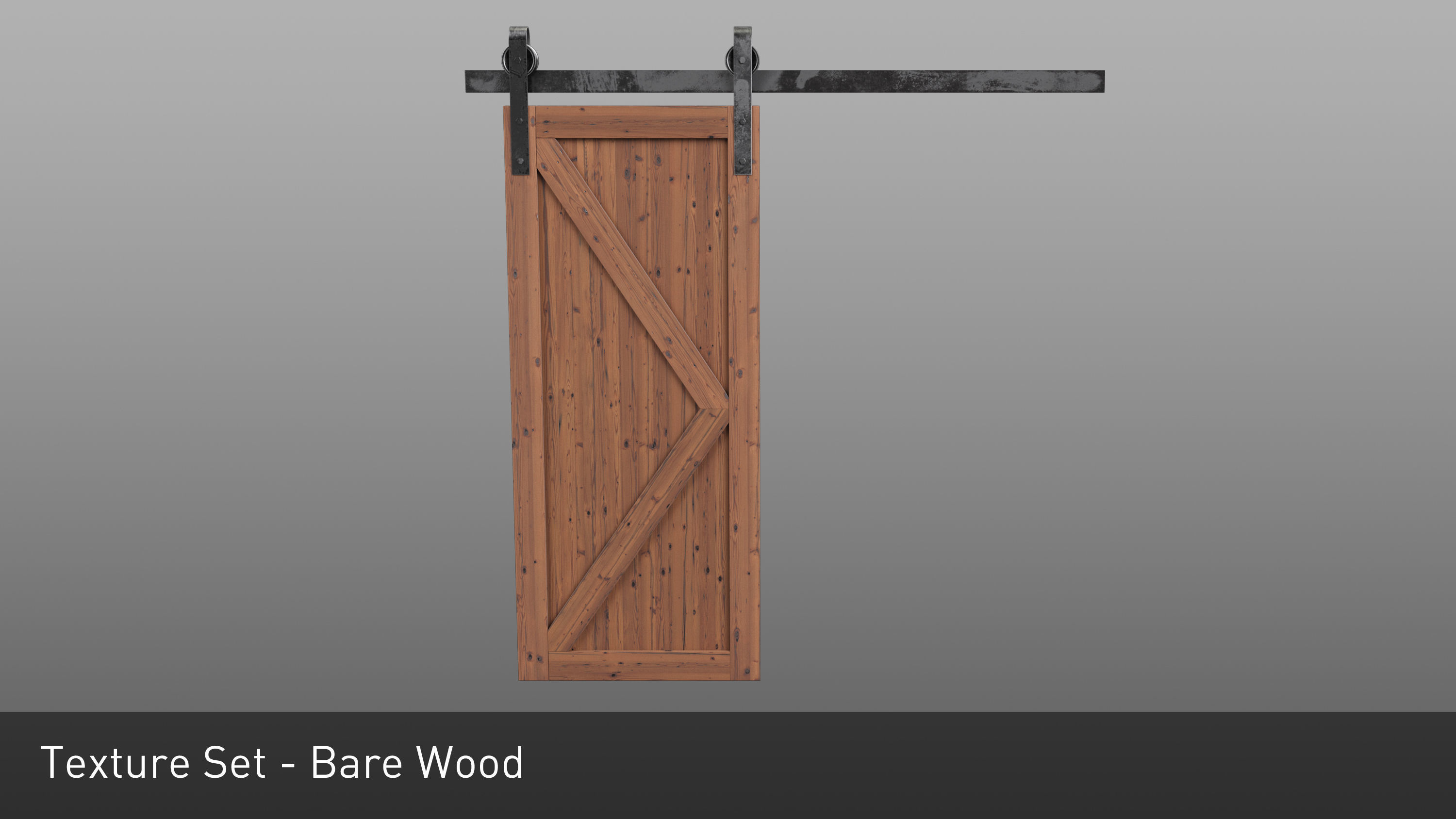 Sliding Barn Door Low-poly 3D model_4
