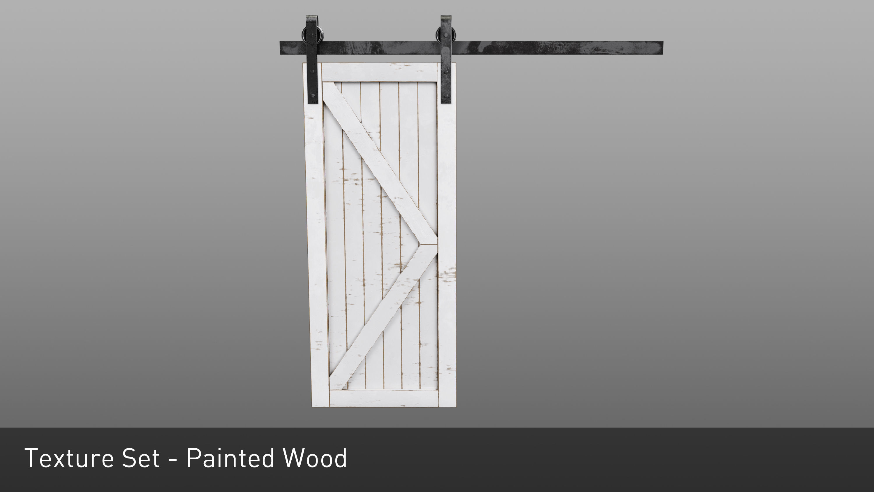 Sliding Barn Door Low-poly 3D model_2