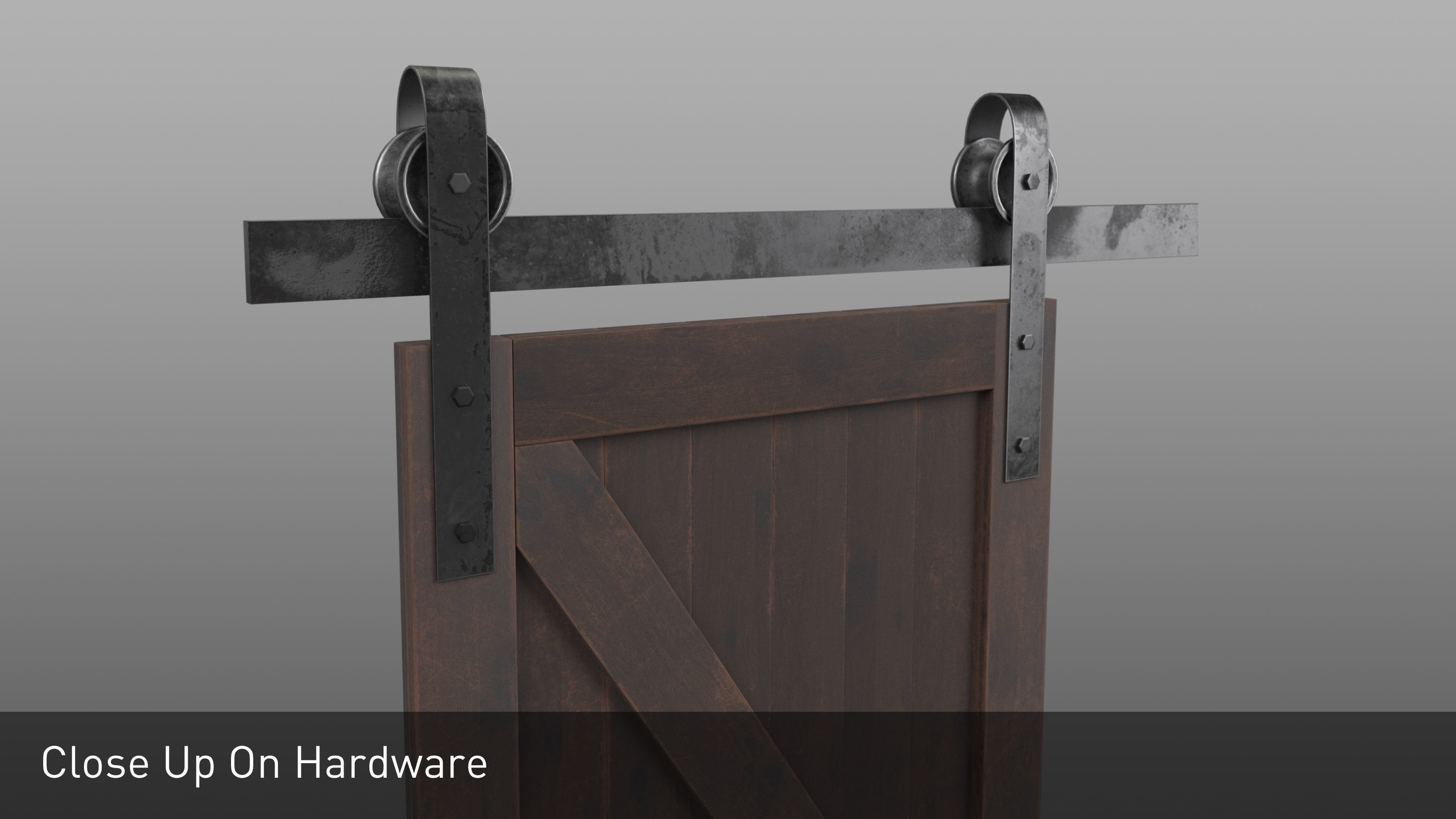 Sliding Barn Door Low-poly 3D model_7