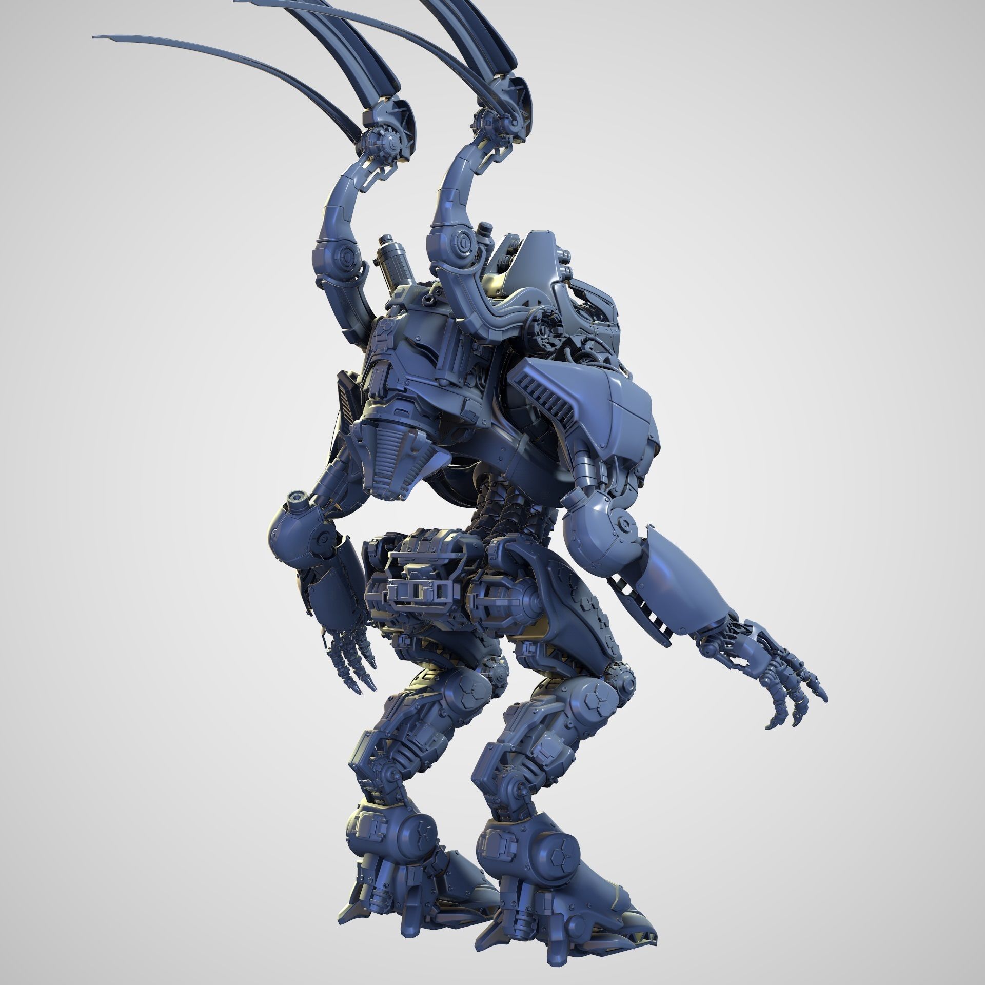 Mech Warrior Air Hight-Poly model 3D model_3