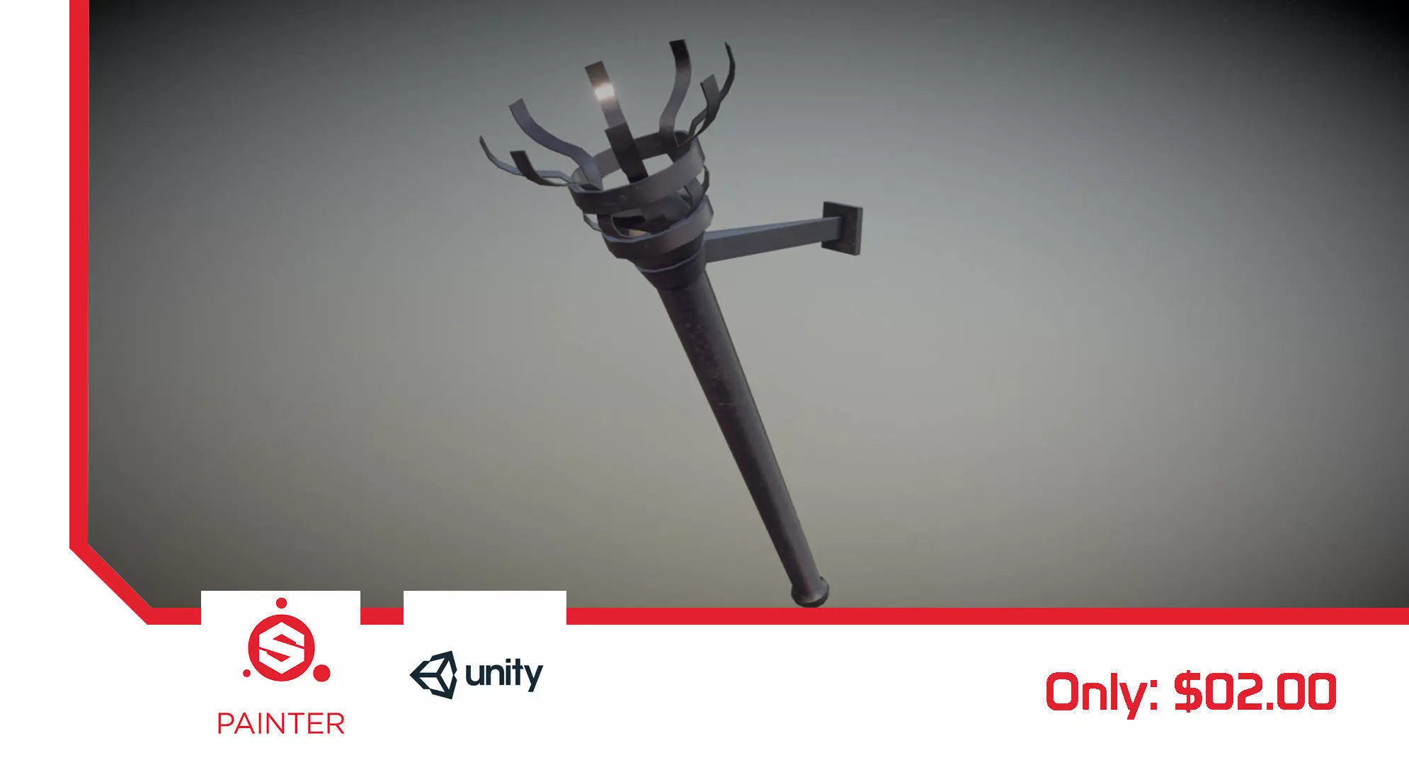 Medieval Torch - Asset Free low-poly 3D model_0