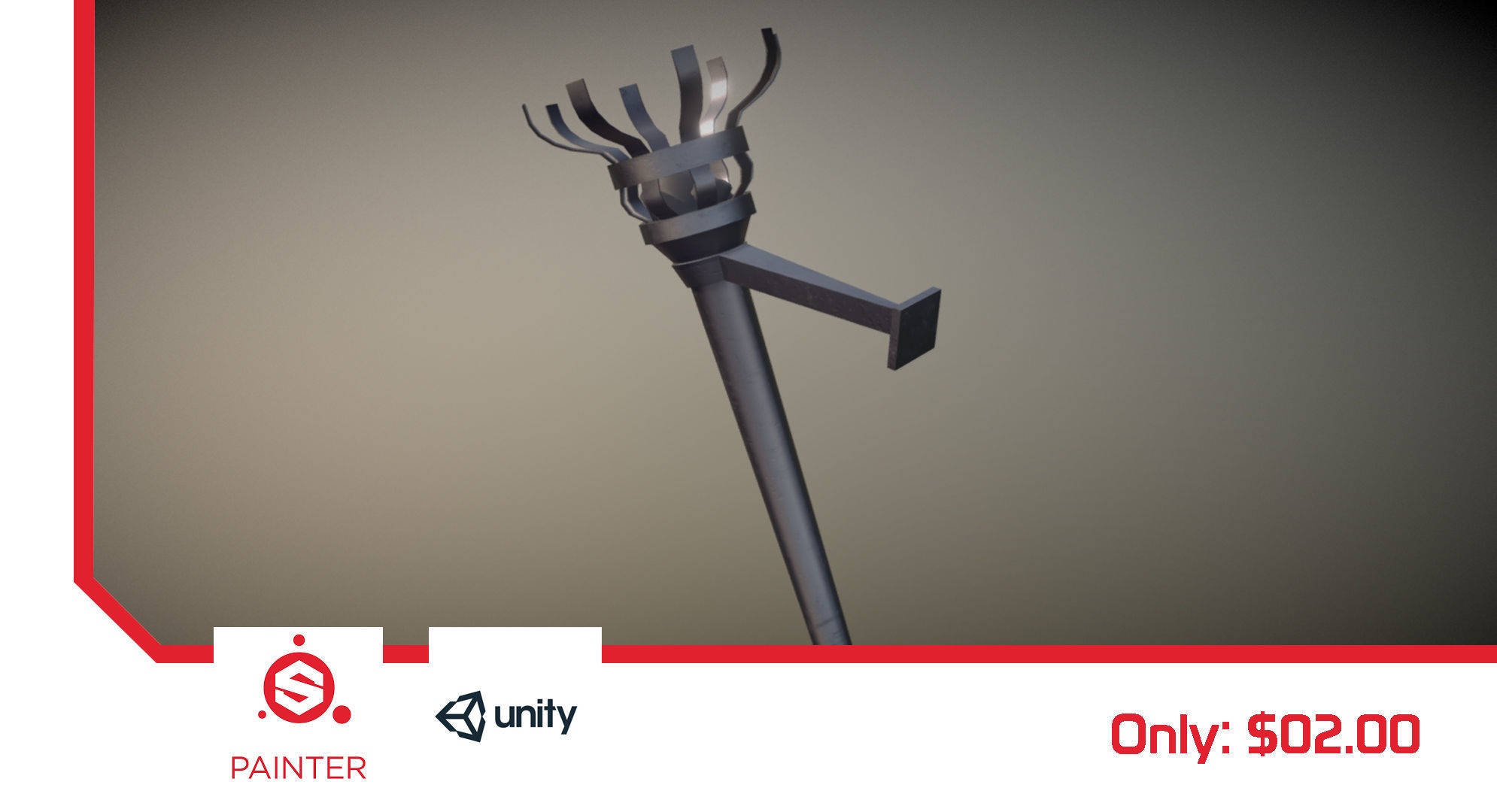 Medieval Torch - Asset Free low-poly 3D model_1