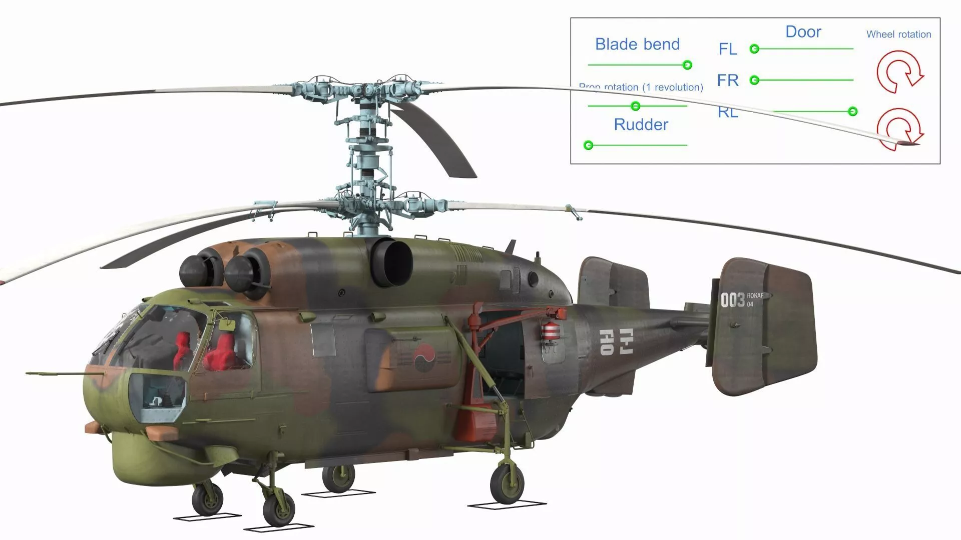 Kamov HH32A South Korea Air Force Helicopter Rigged 3D model