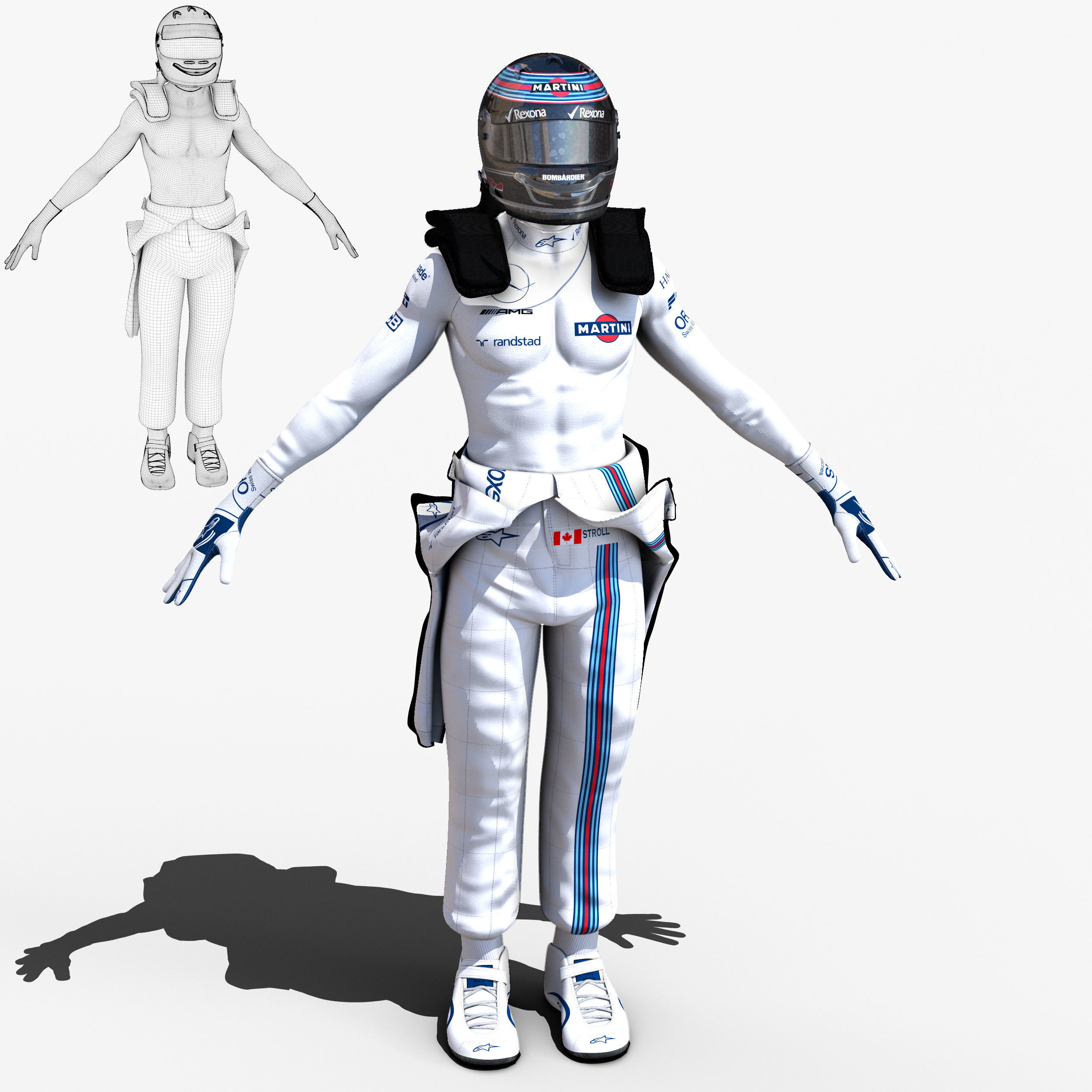 Lance Stroll 2017 Low-poly 3D model_3