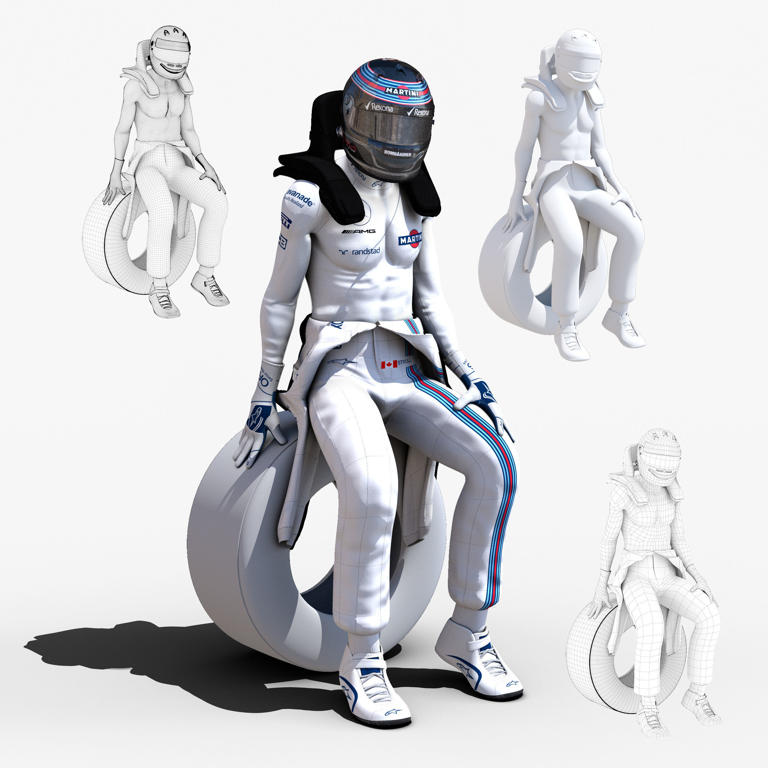 Lance Stroll 2017 Low-poly 3D model_4