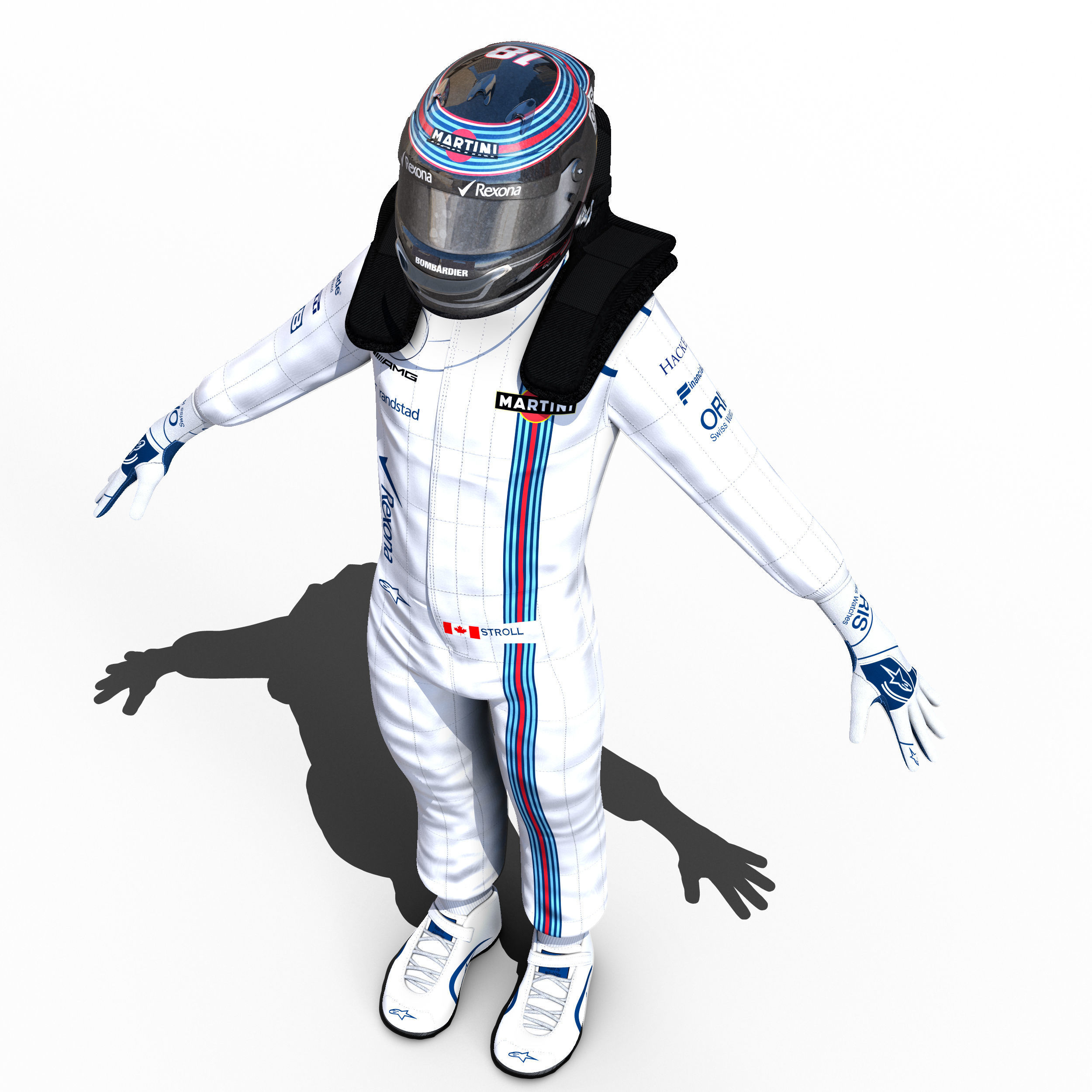 Lance Stroll 2017 Low-poly 3D model_9
