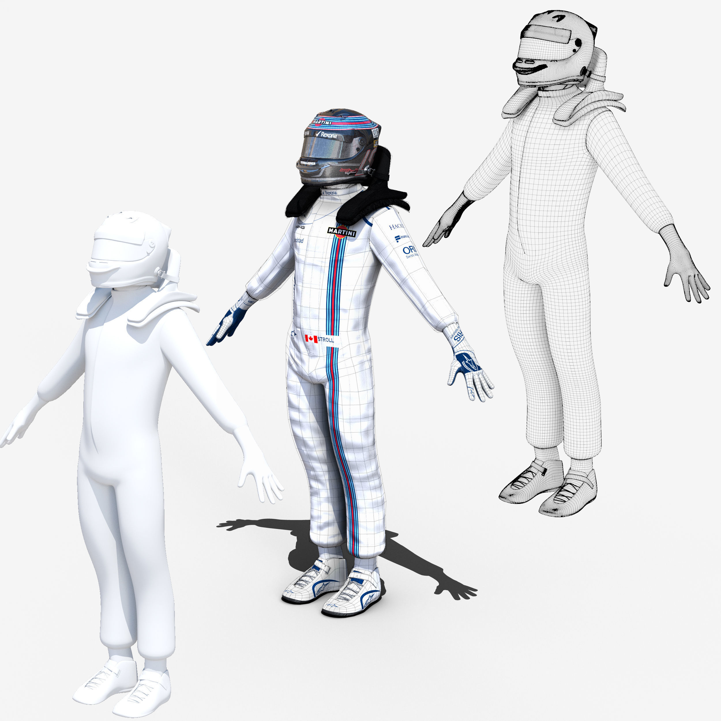 Lance Stroll 2017 Low-poly 3D model_6