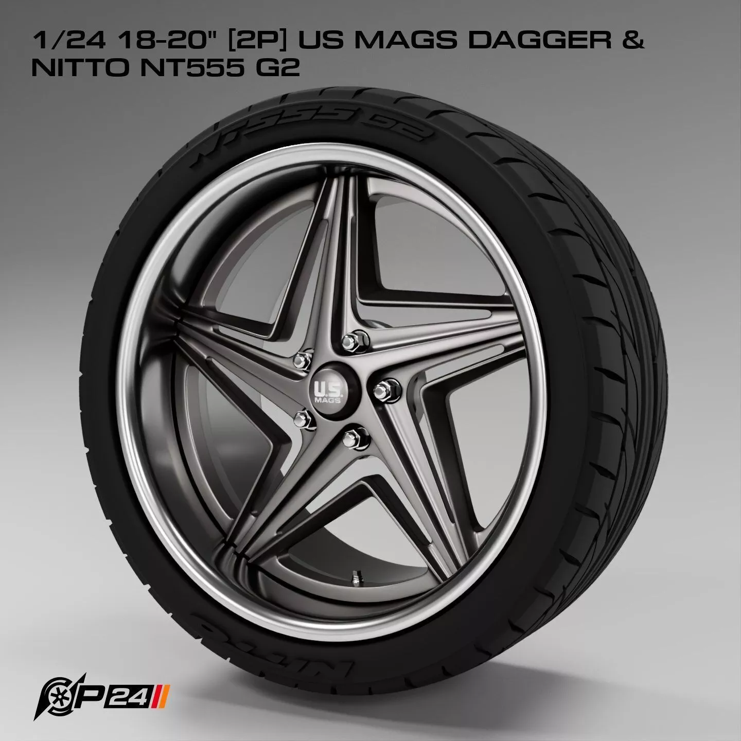 1-24th 18-20 inches 2P US Mags DAGGER and Nitto NT555 G2 3D print model