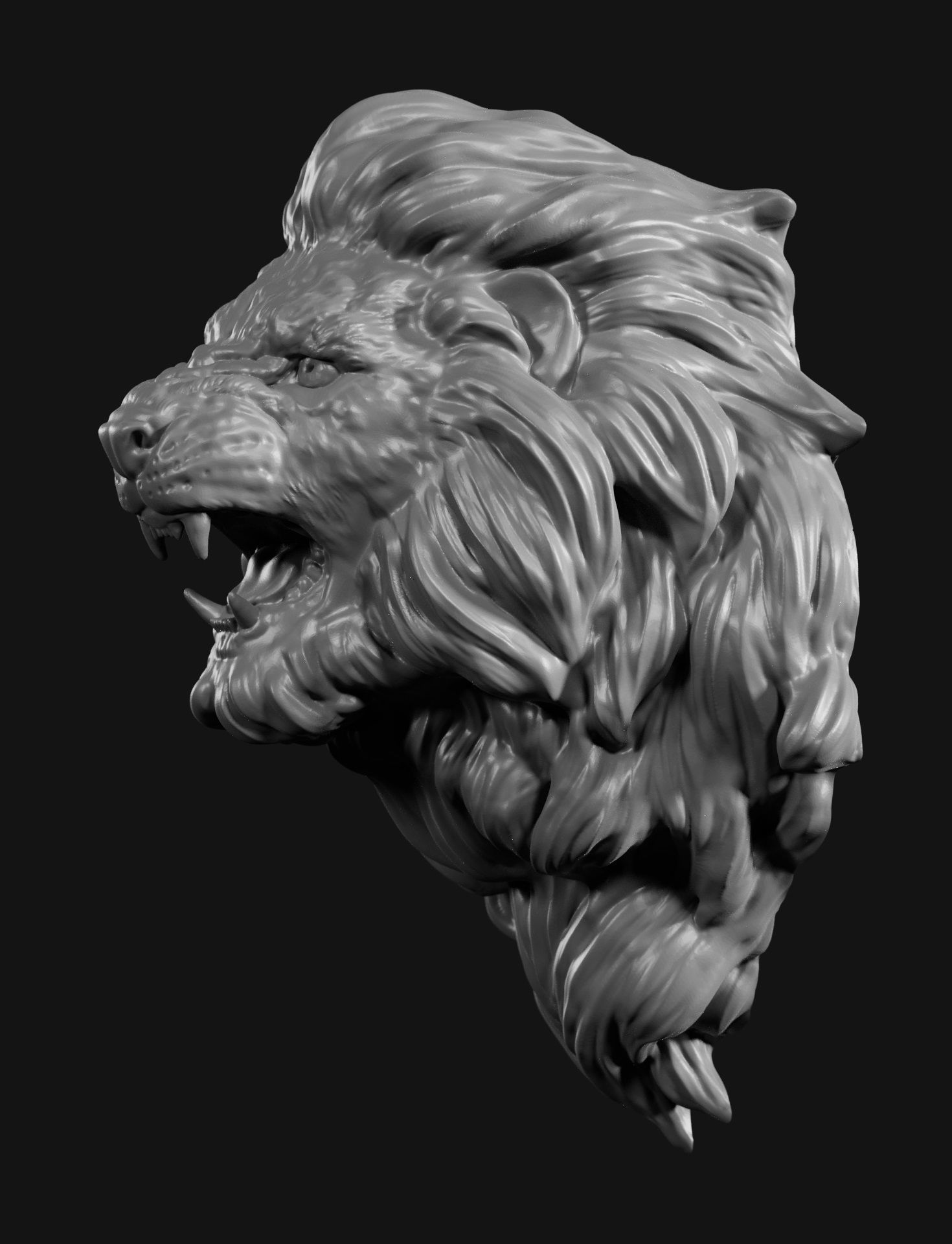 Lion head face 2 3D print model_5