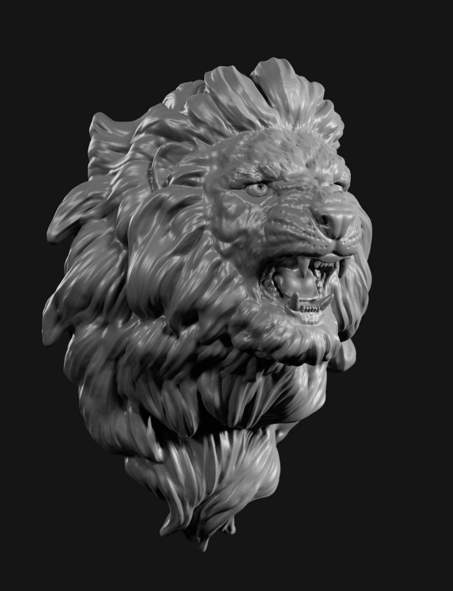 Lion head face 2 3D print model_4