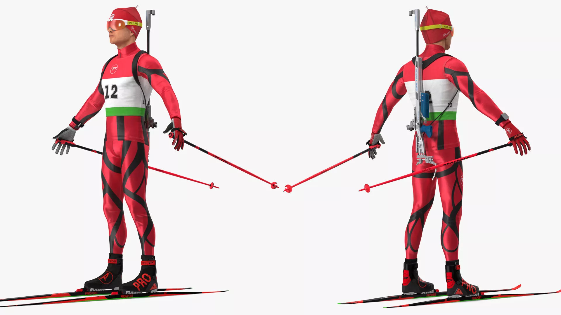 Biathlete Fully Equipped Rigged 3D model