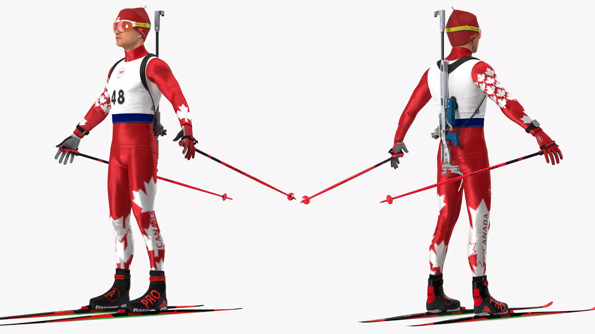 Biathlete Fully Equipped Canada Team Rigged 3D model