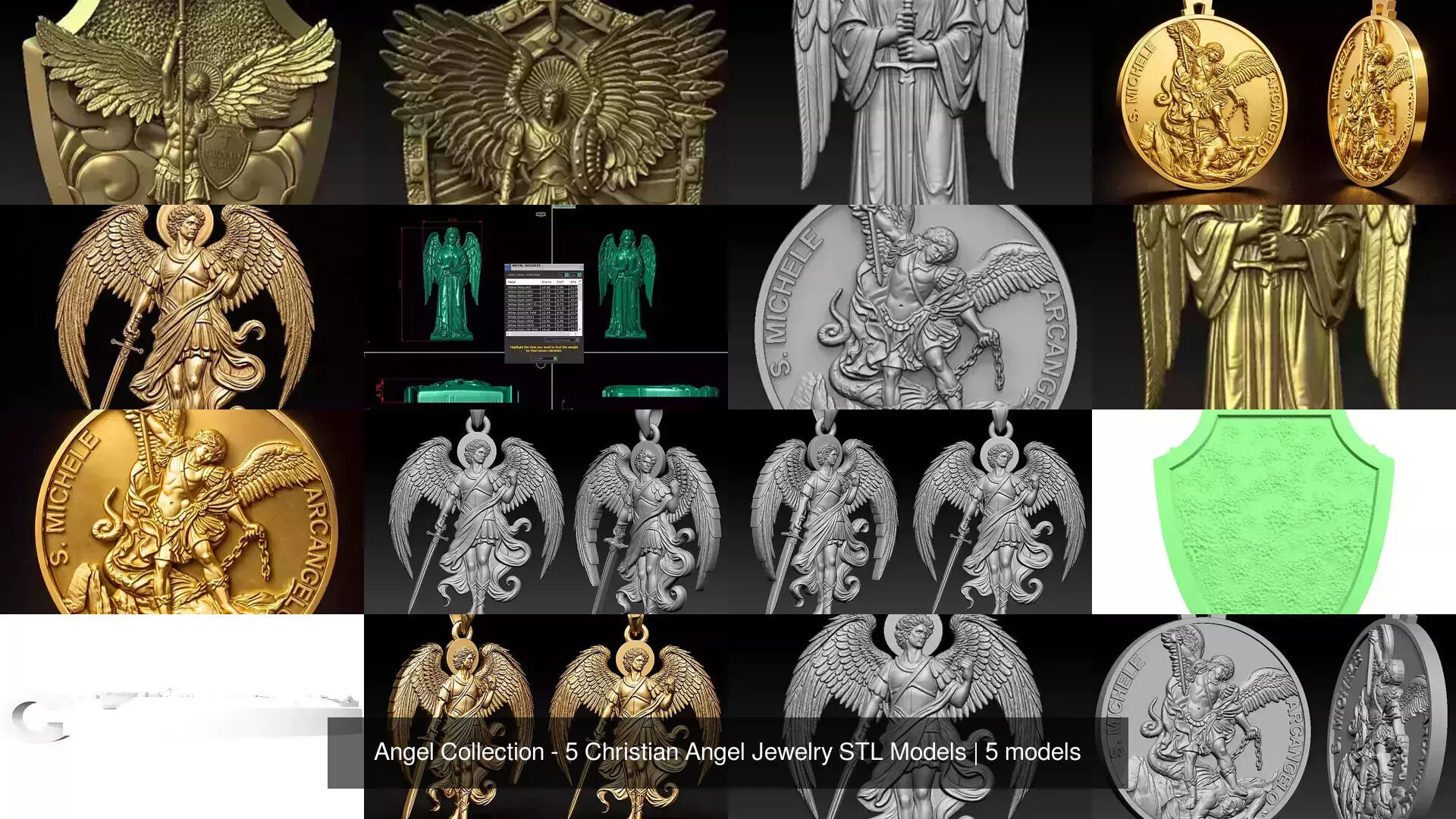 Angel Collection - 5 Christian Angel Jewelry STL Models 3D Model Pack