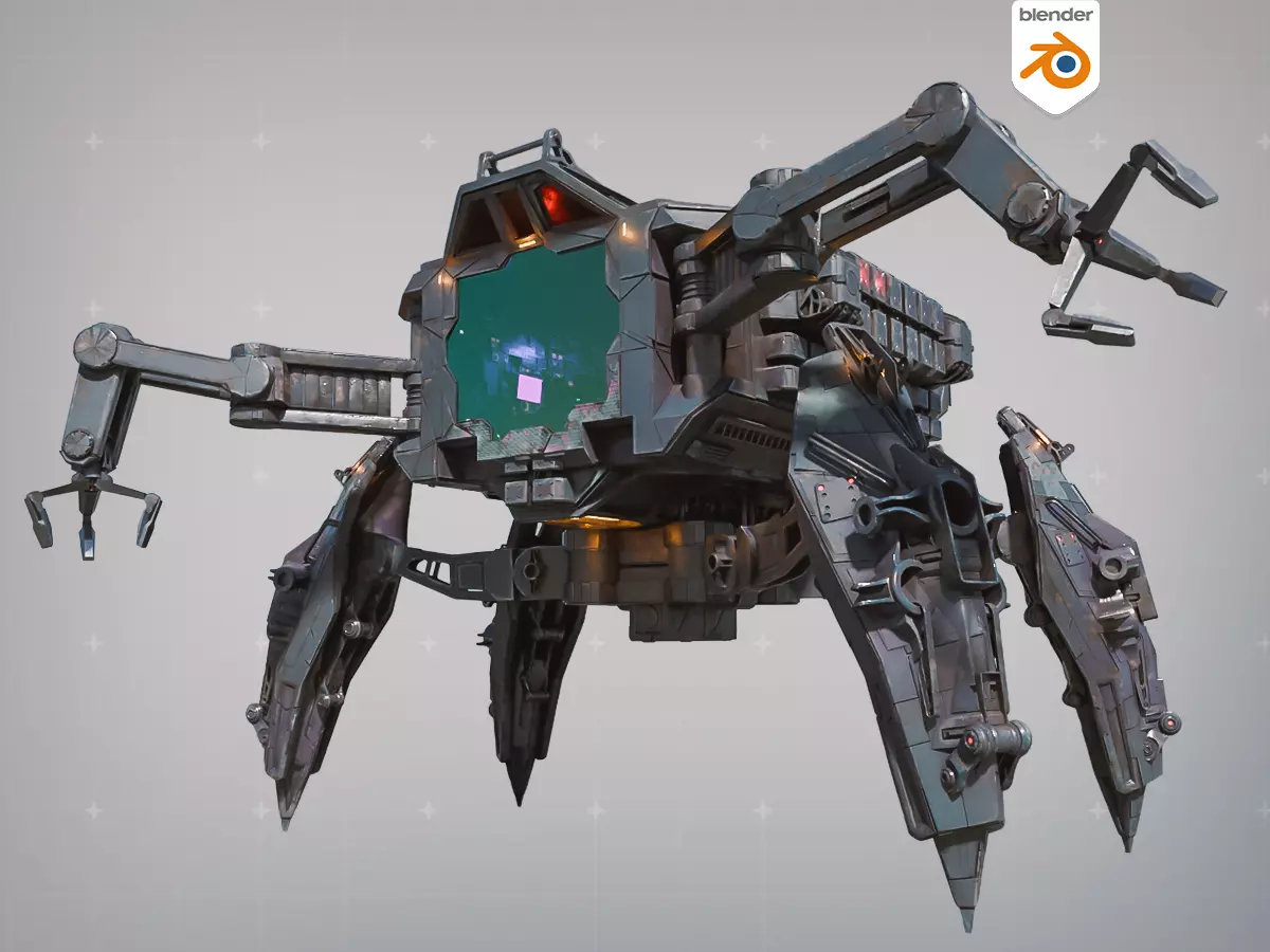 Crawler Amphibious Sci-Fi Spider Mecha - Blender 3D model