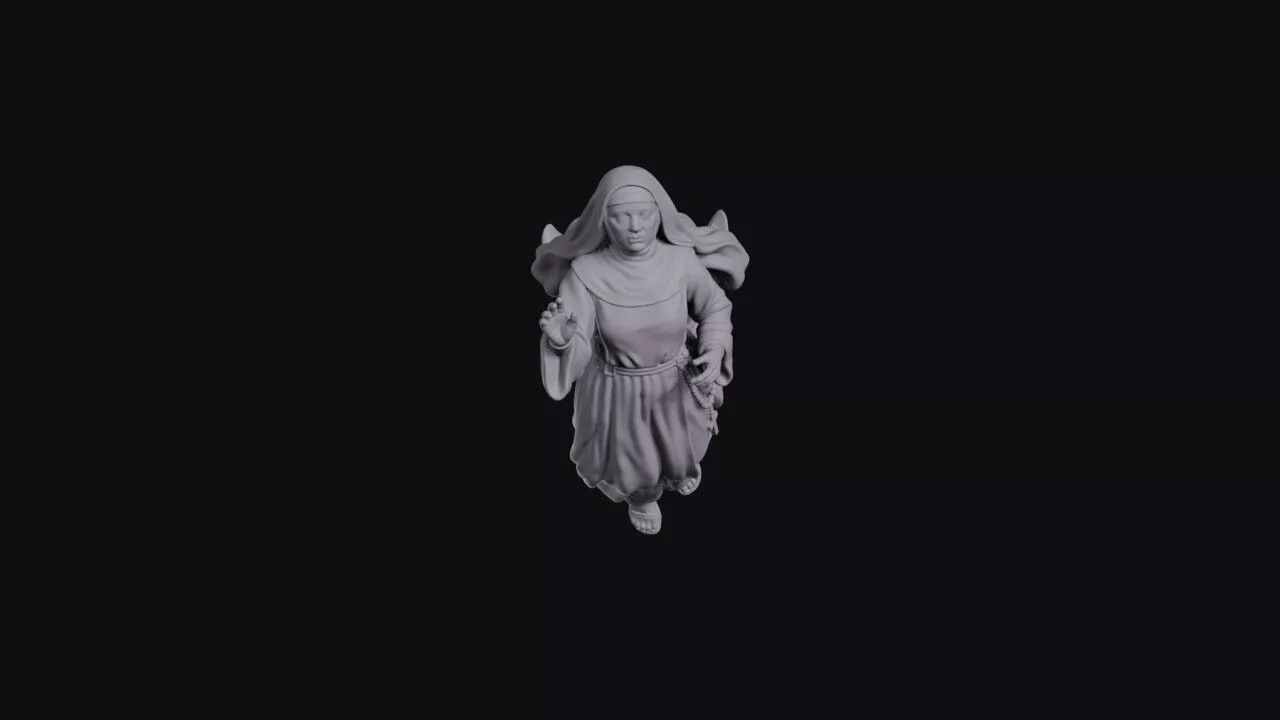 Flying Nun In Habit With Rosary Beads 3D print model