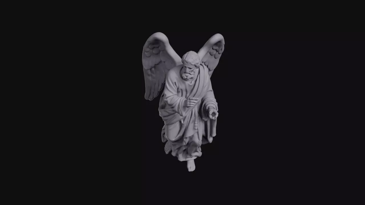 Bearded Winged Angel Leaning Forward With Corded Belt 3D print model