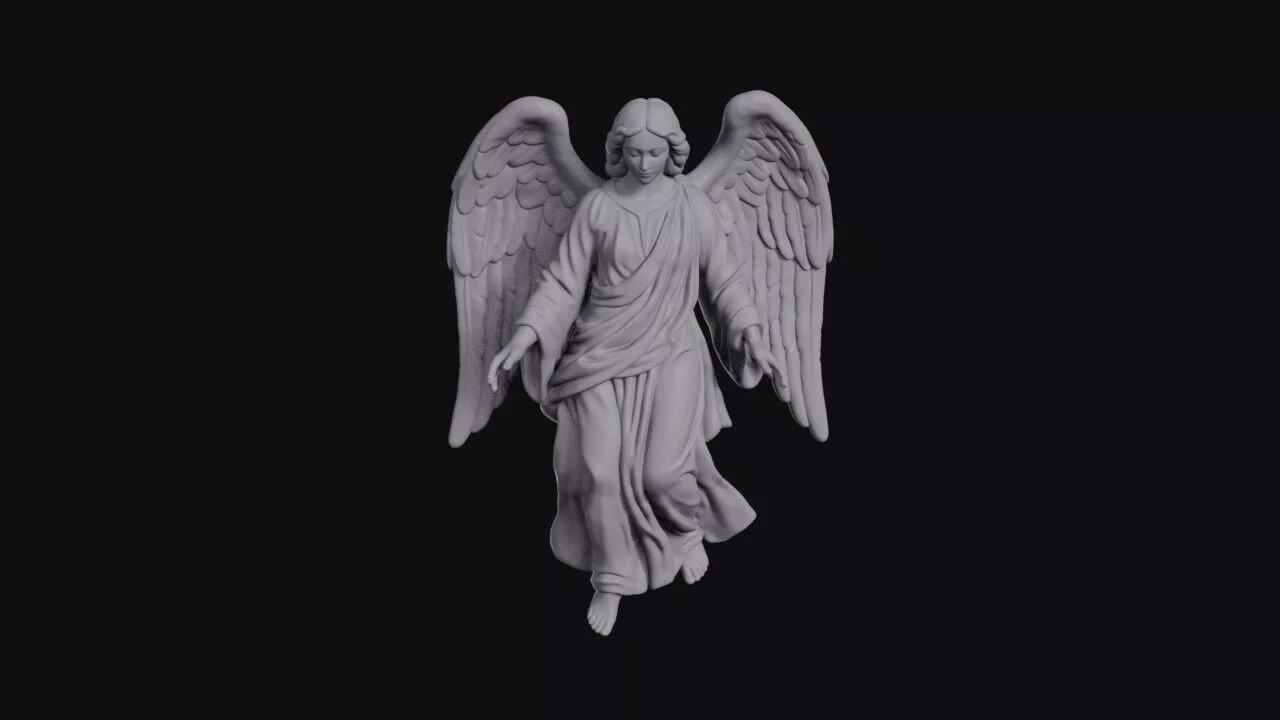 Descending Female Angel With Arms Spread Wide 3D print model