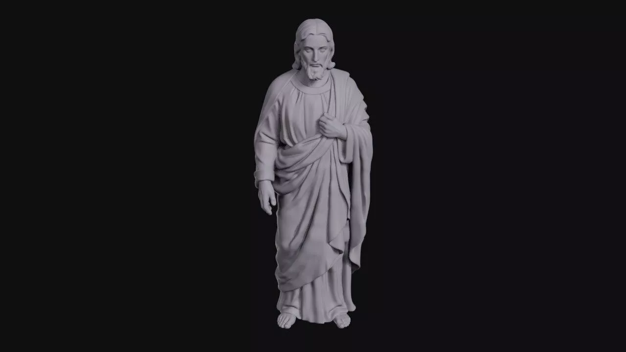 Standing Bearded Christ Grasping His Draped Mantle 3D print model