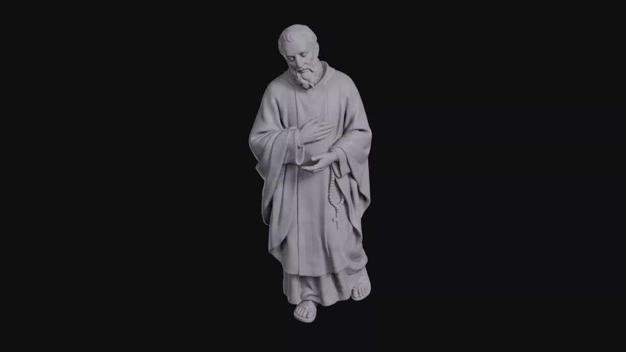 Bearded Priest In Chasuble Holding Rosary Beads 3D print model