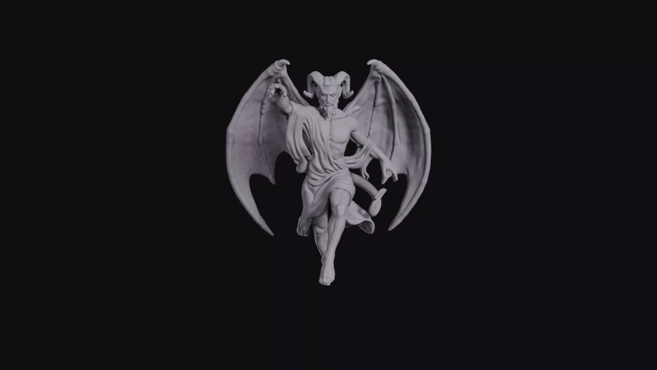 Dancing Horned Demon With Bat Wings And Tail 3D print model