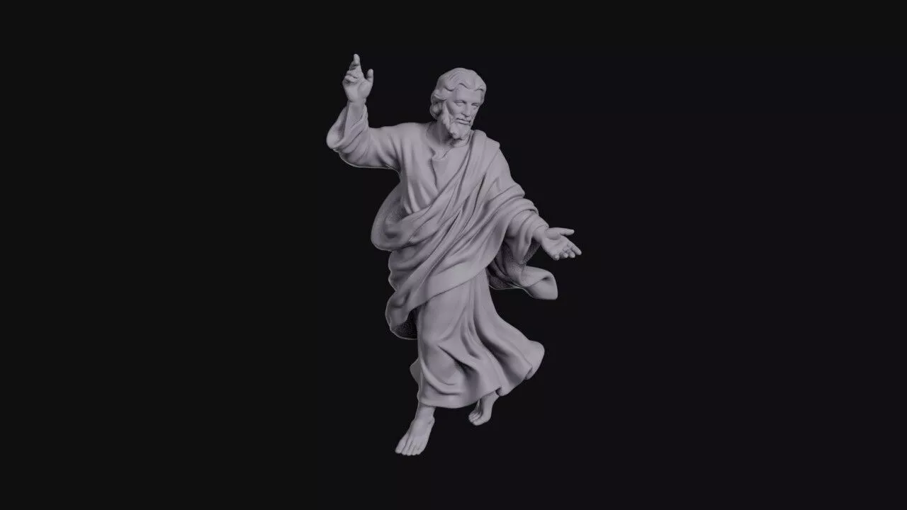 Dancing Bearded Saint With One Arm Raised 3D print model
