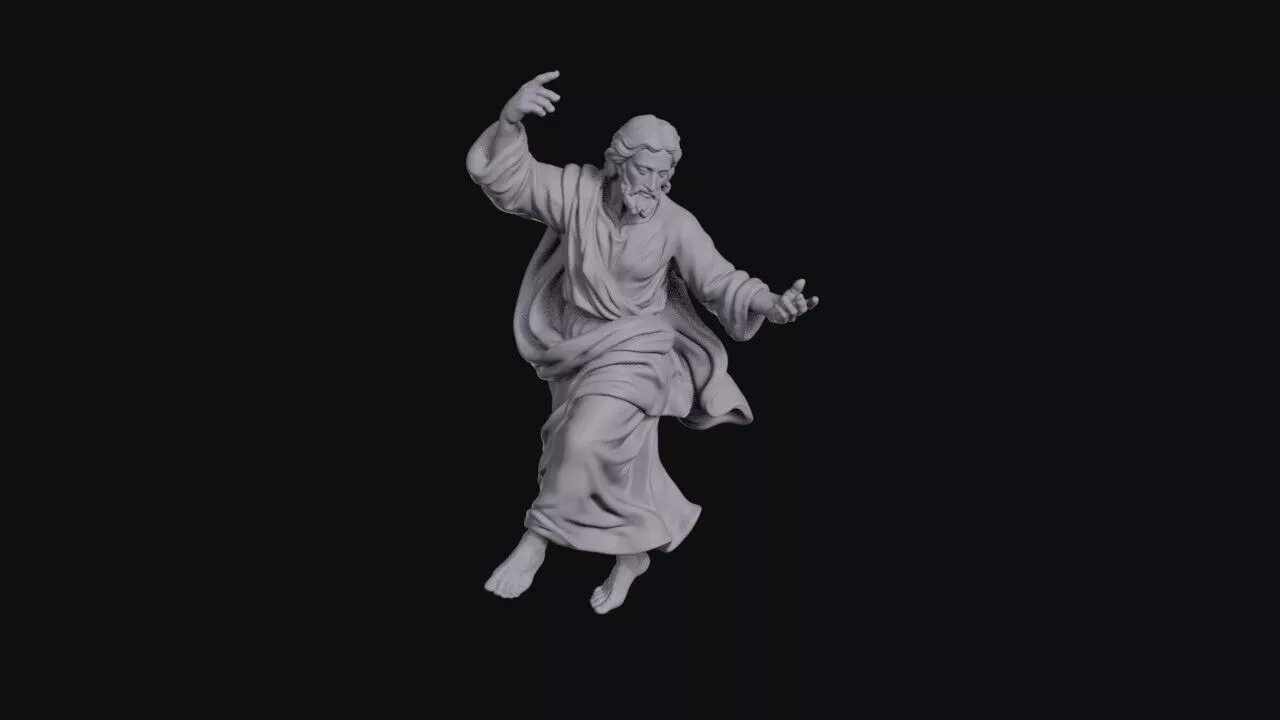 Dancing Bearded Christ Figure With Raised Hands 3D print model