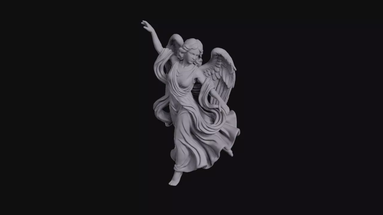 Dancing Winged Female Angel With Swirling Gown 3D print model