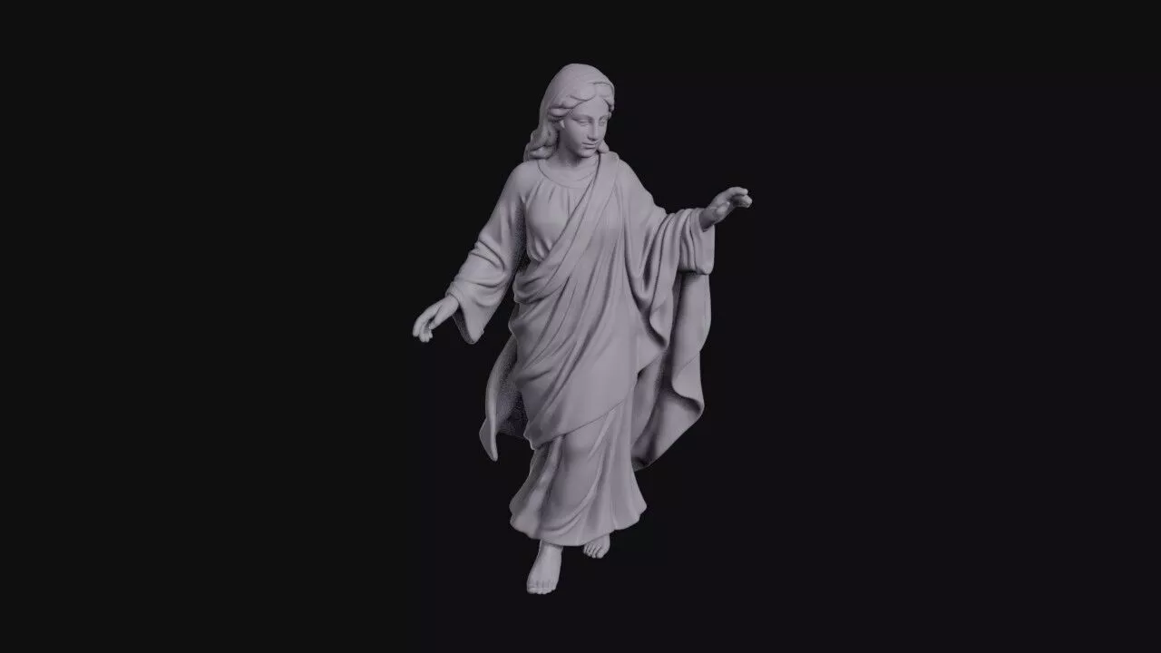 Dancing Barefoot Woman In Flowing Draped Robes 3D print model
