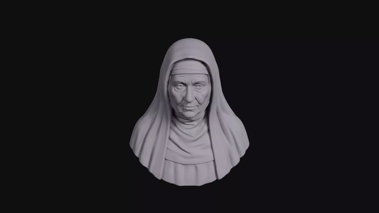 Bust Of An Elderly Nun In Veiled Habit 3D print model
