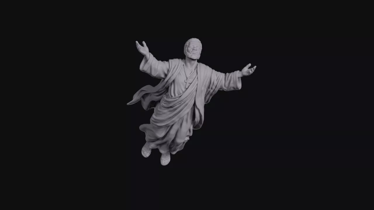 Flying Robed Saint With Arms Spread Wide 3D print model