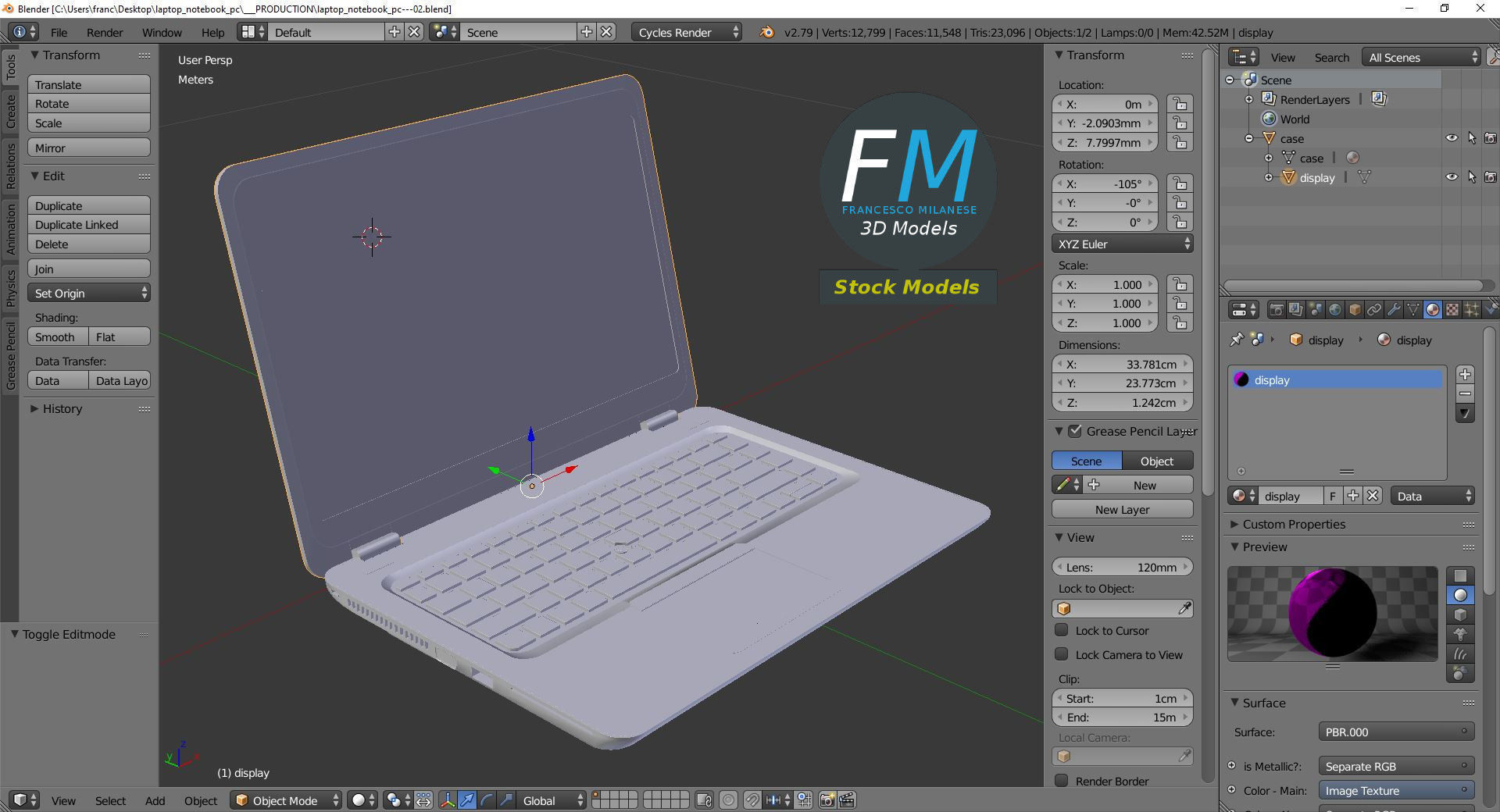 Laptop notebook pc Low-poly 3D model_9