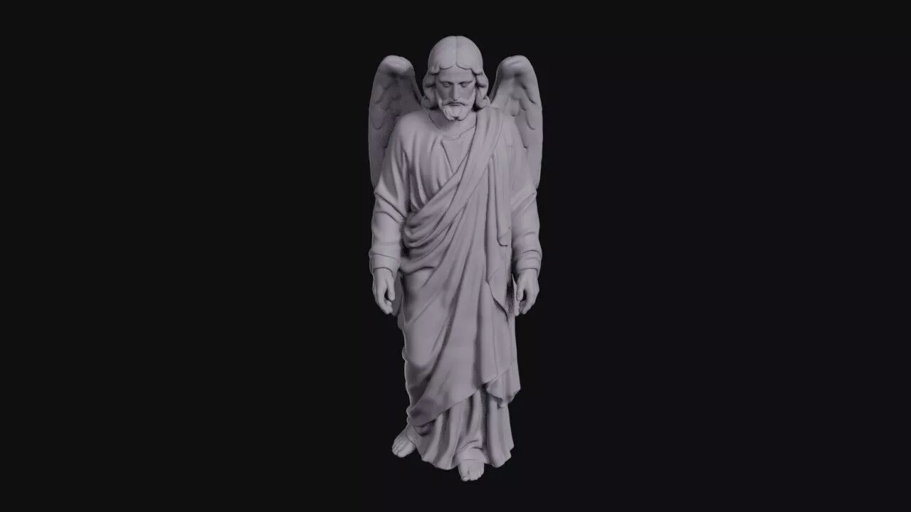 Sad Winged Angel Standing With Lowered Arms 3D print model