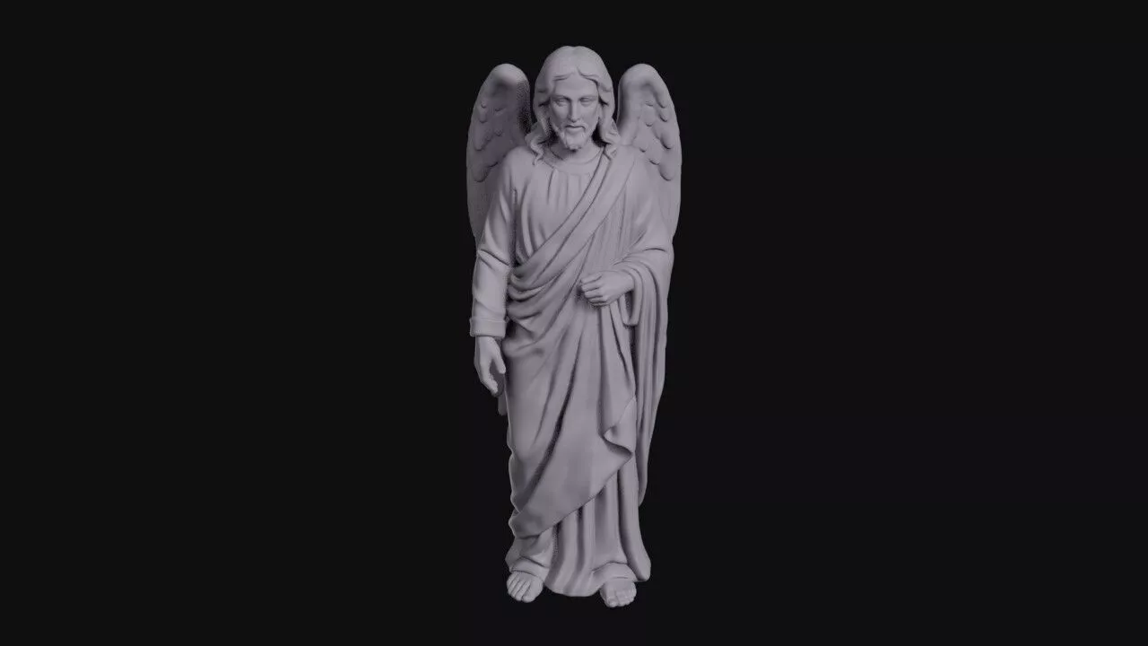 Standing Winged Angel Holding His Draped Mantle 3D print model