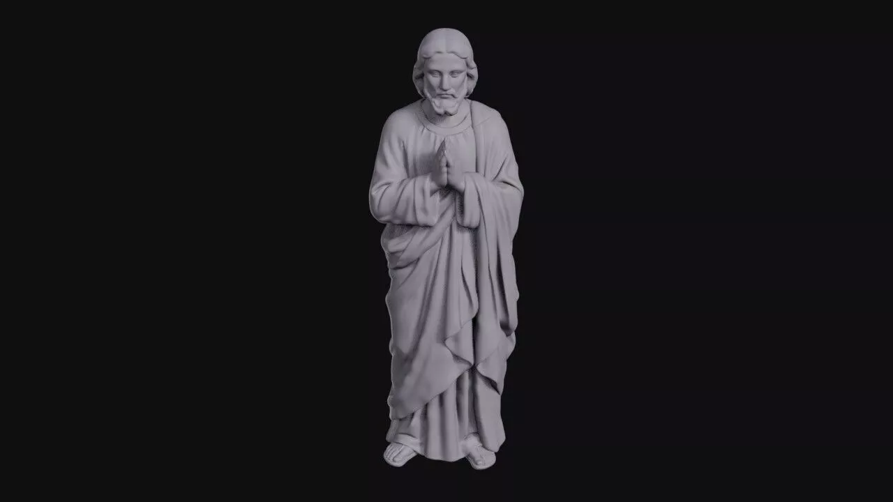 Standing Bearded Christ Figure With Praying Hands 3D print model